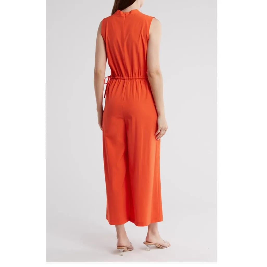 NWT Calvin Klein Comm V-Neck Sleeveless Jumpsuit In Color Flame / Orange - Image 5