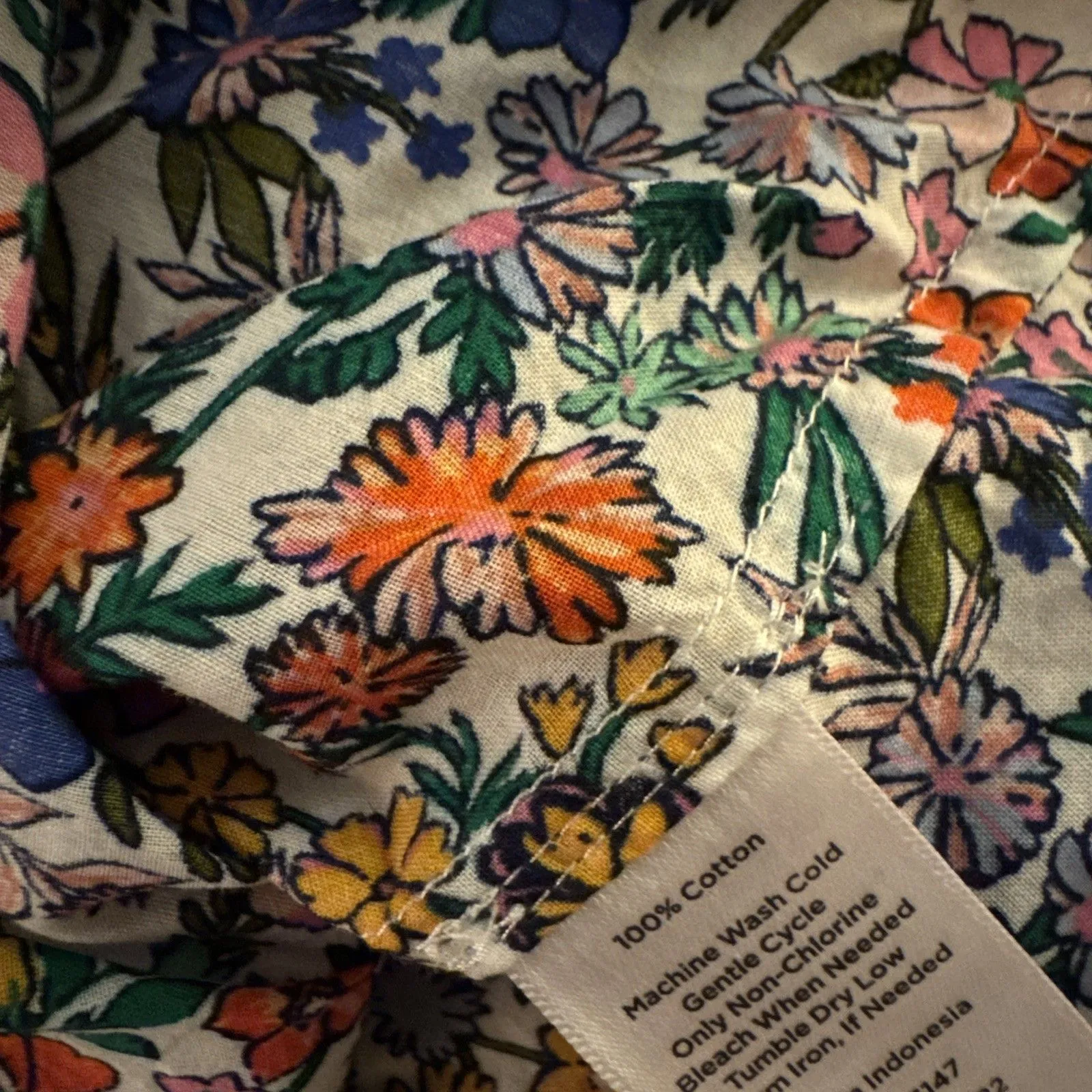 Talbots Blouse Womens XLP Multicolor Floral Cotton Long Sleeves Lightweight Top - Image 5