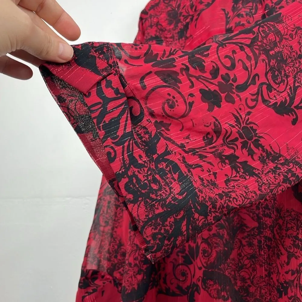 Catherines Red and Black Oversized Blouse pullover v neck sheer size 4X - Image 10