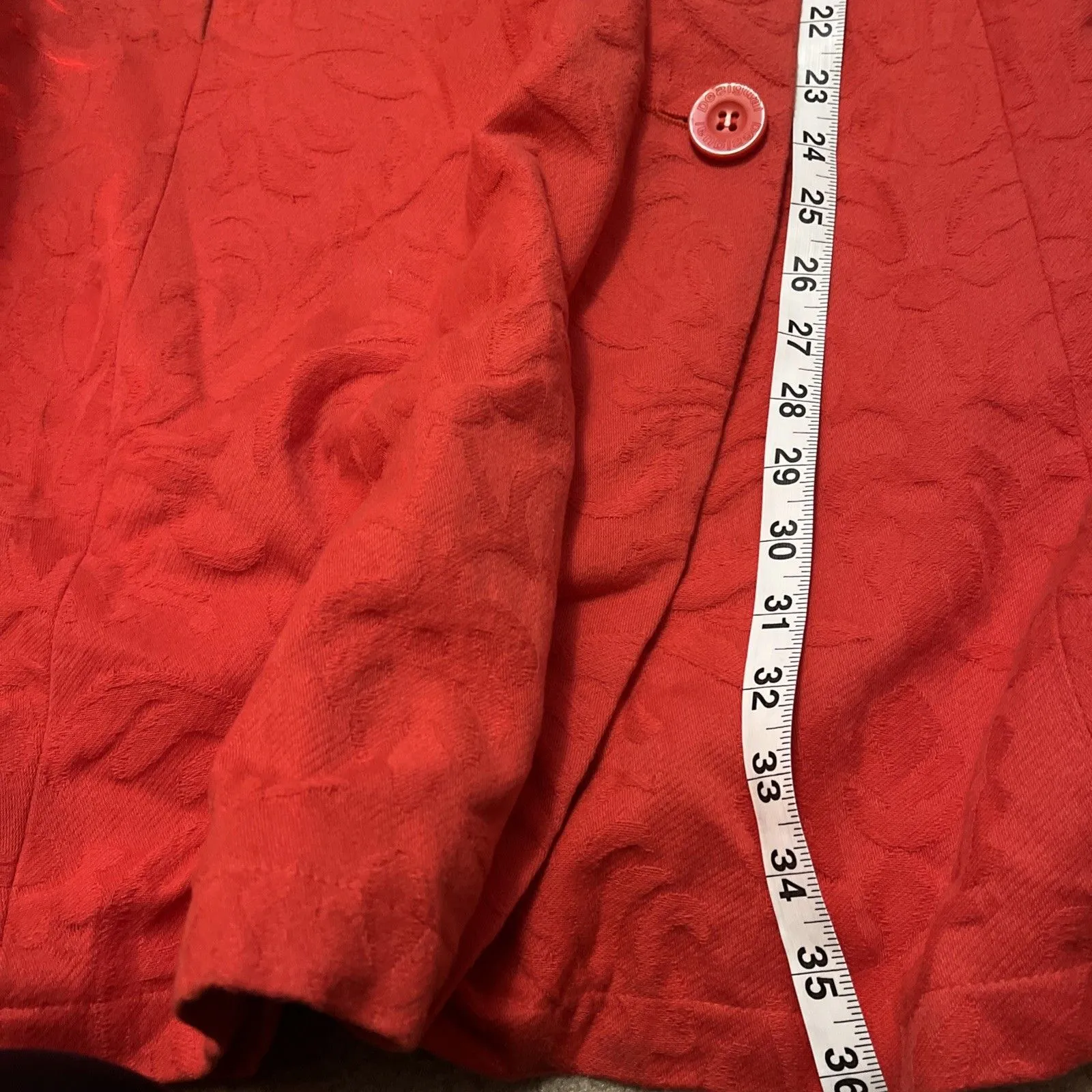 Desigual Long Trench Coat L Red Cotton Tapestry Baroque Fairy Artsy Renaissance - Image 9