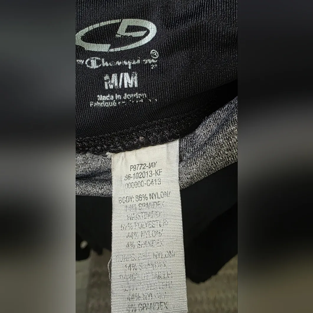 Champion Fitted Ruched Black/Heather Gray Pants Size Medium - Image 4