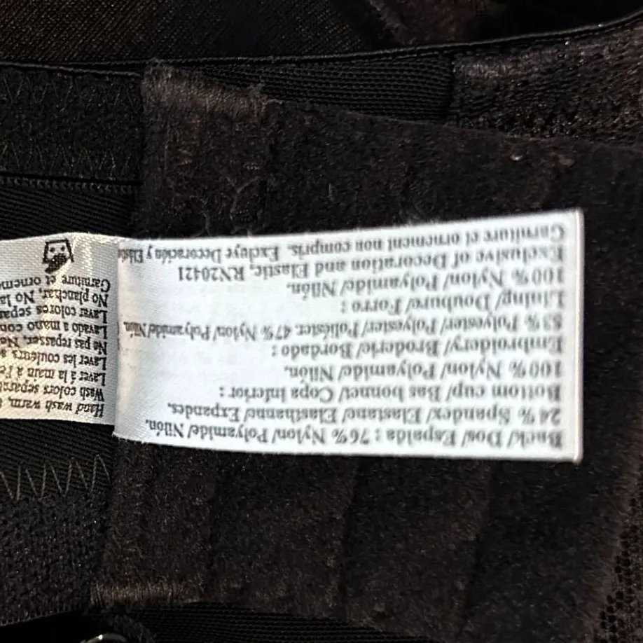 Wacoal Women Underwire Bra 42DD Black Floral Lace Mesh Full Coverage Support - Image 8