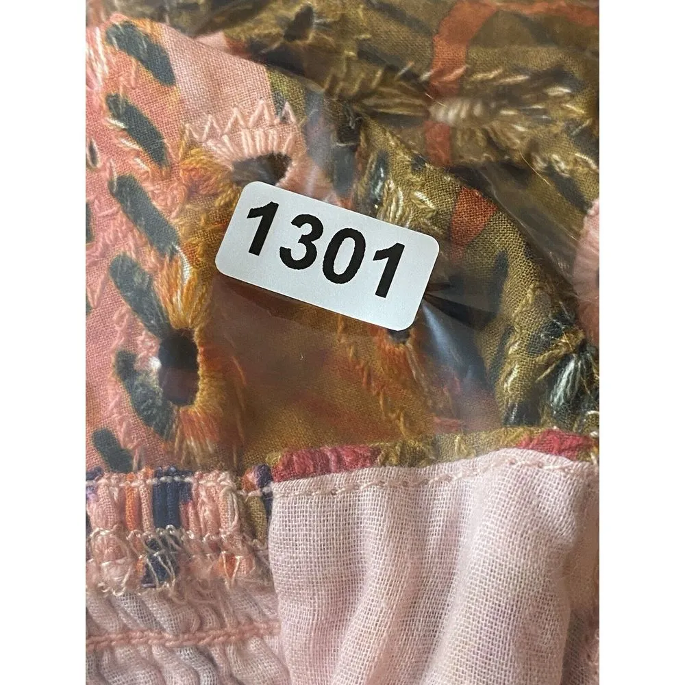 Kourt Robbie Eyelet Cotton Mini‎ Dress Tropical Print Sz XS Puffy Sleeve - Image 13