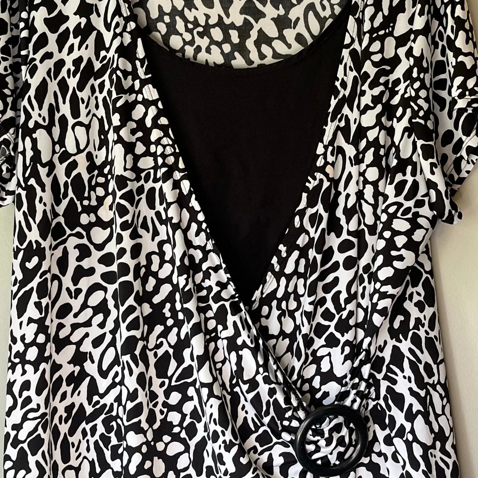 Elementz Black / White Short Sleeve Blouse Size 3X - Image 9