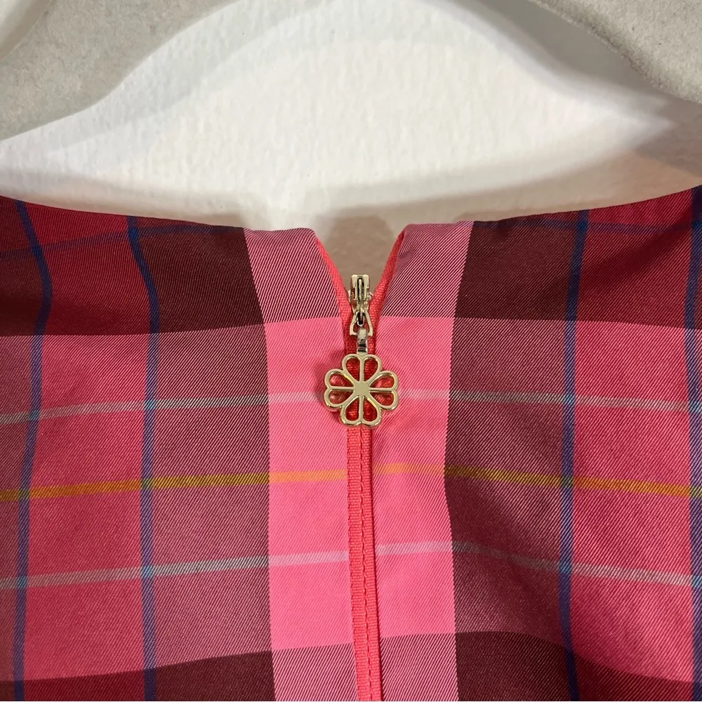 Kate Spade Greenhouse Plaid Taffeta Midi Dress Pink Sleeveless Size 4 - Image 10