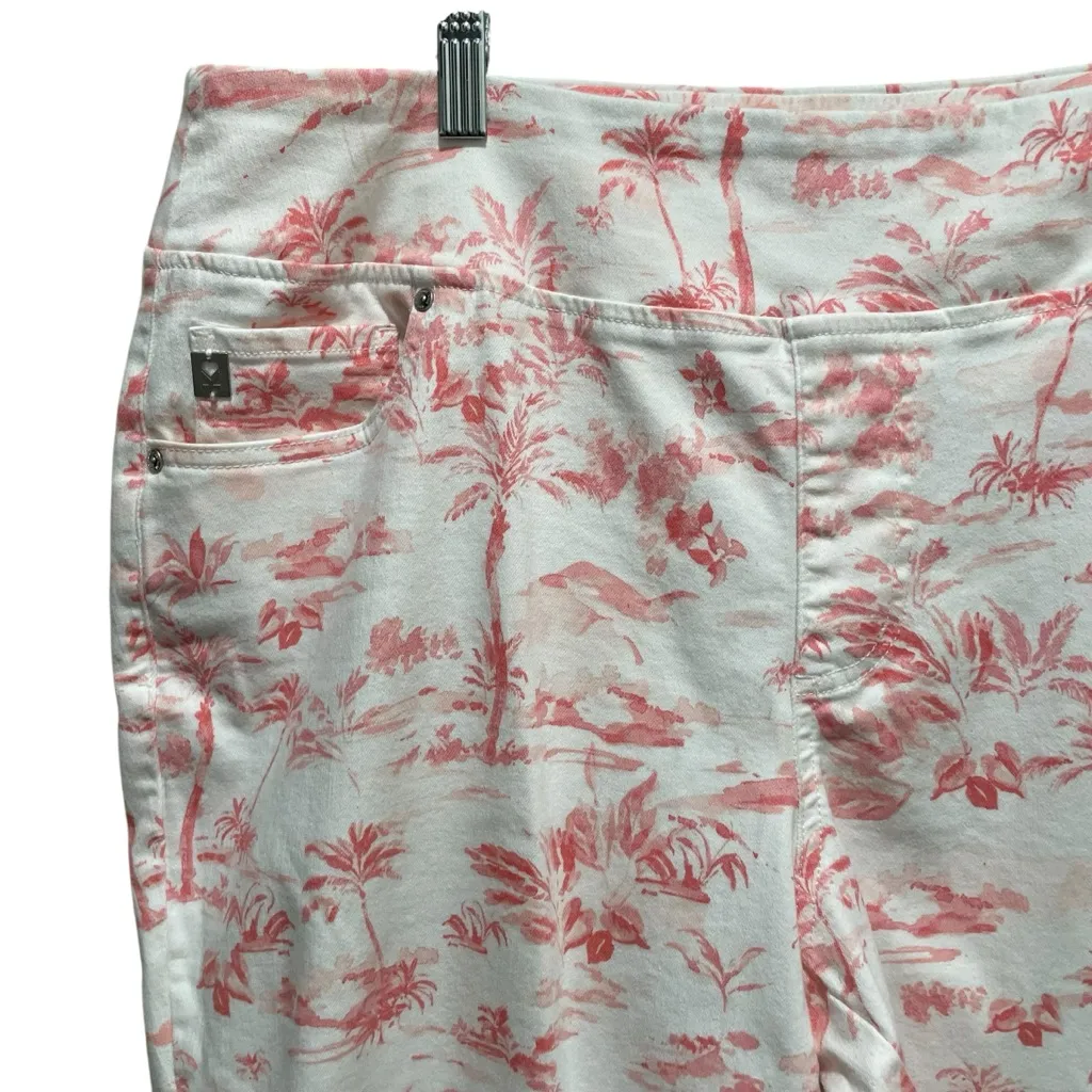 Belle By Kim Gravel Palm Print Capri Pants Pink White Women’s Plus Size 18W - Image 4