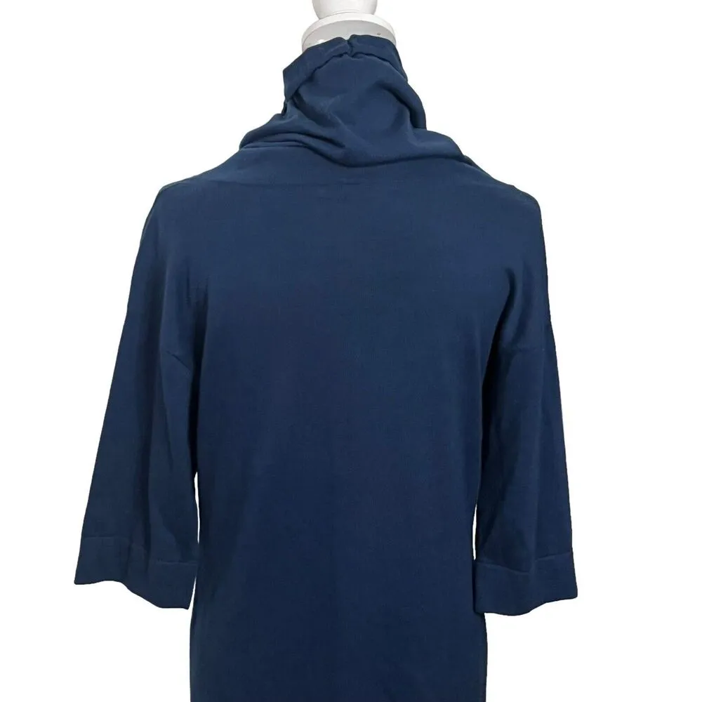Vince Cowl Funnel Neck Sweater Dress Mini Blue  Cotton Womens Size Small S - Image 7