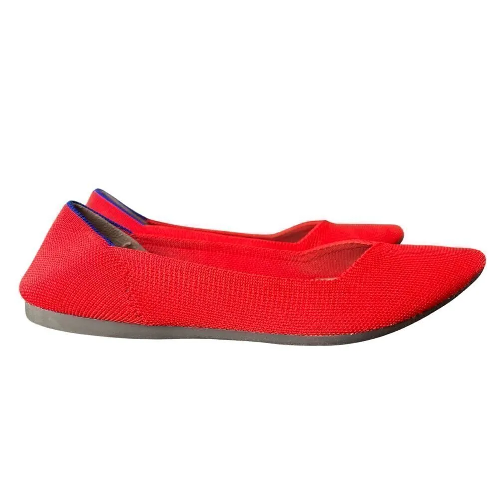 Rothy's The Point Ballet Flat Knit Fabric Size W8 Red Pointed Toe - Image 2