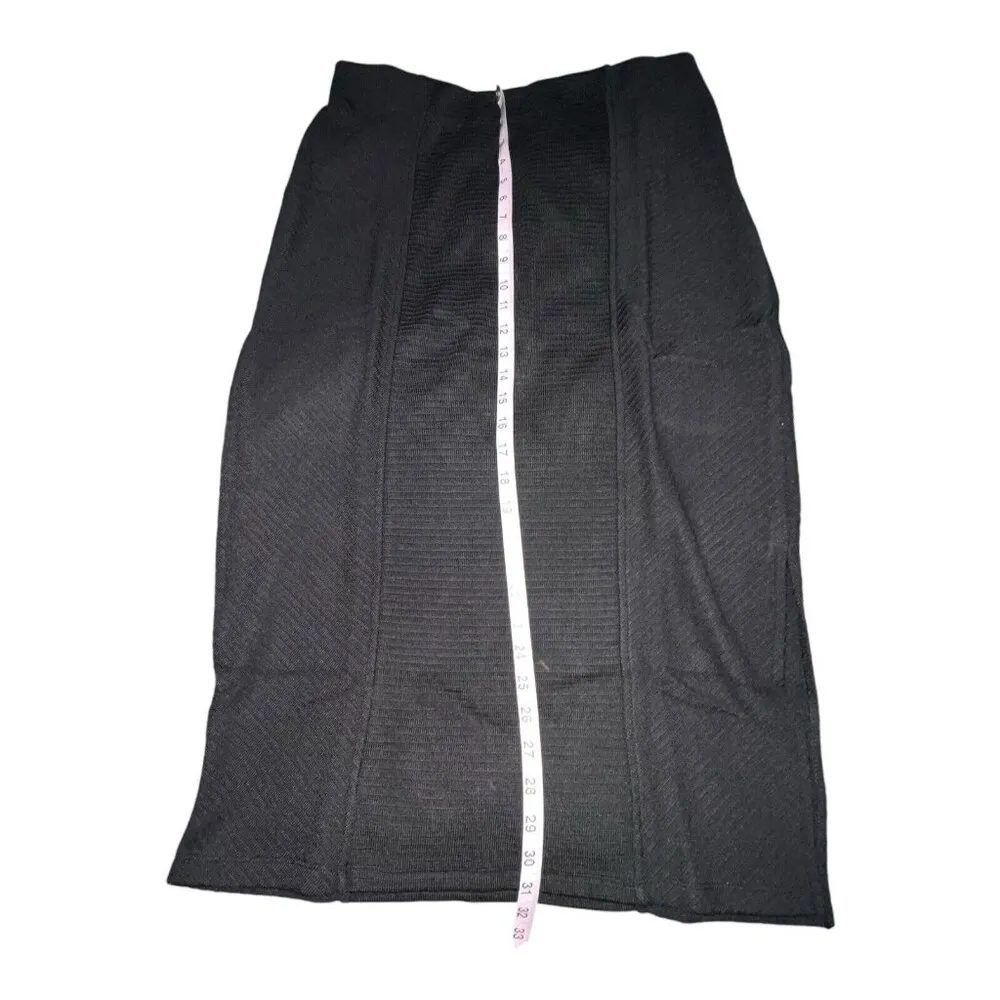 B.O.G. Band Of The Free RENEE Black RIBBED‎ PENCIL SKIRT Women Large Side Slit - Image 7