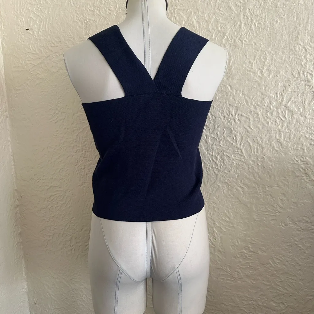 House of Harlow 1960 Navy Blue Knit Square Neck Shell Tank Top Medium - Image 3