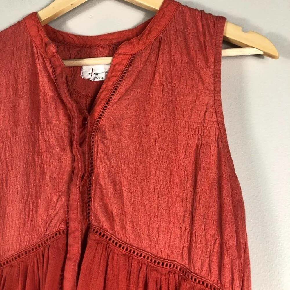 Anthropologie Orange Nia Bohemian Cottagecore Prairie Sleeveless Blouse - Image 4