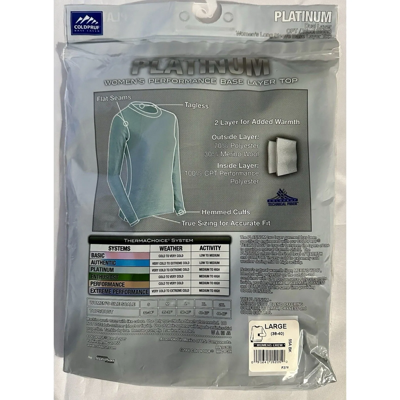 Coldpruf PLATINUM Women's Performance Dual Base Layer Bottom Pants Black Size L Size L - Image 3