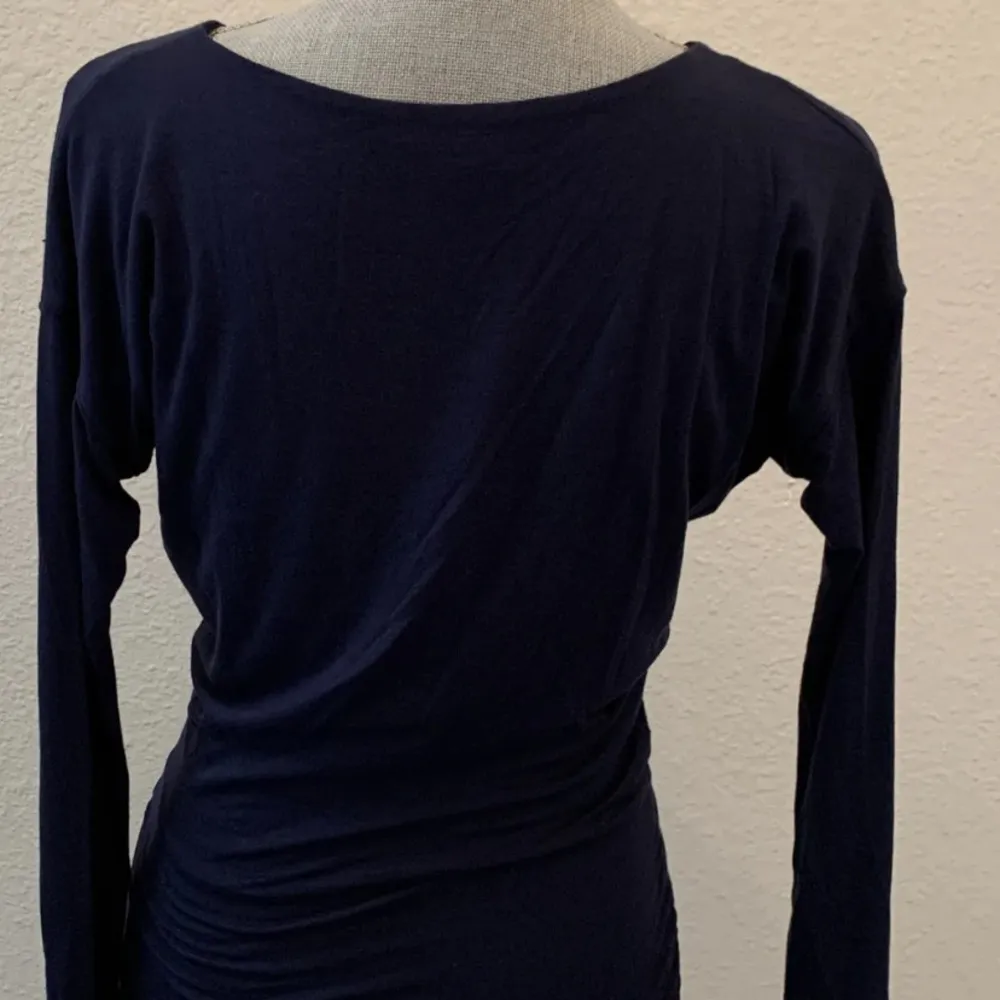 Athleta Dark Blue Dress XXS WORN ONCE EXCELLENT Long Sleeve Ruched Sides - Image 12