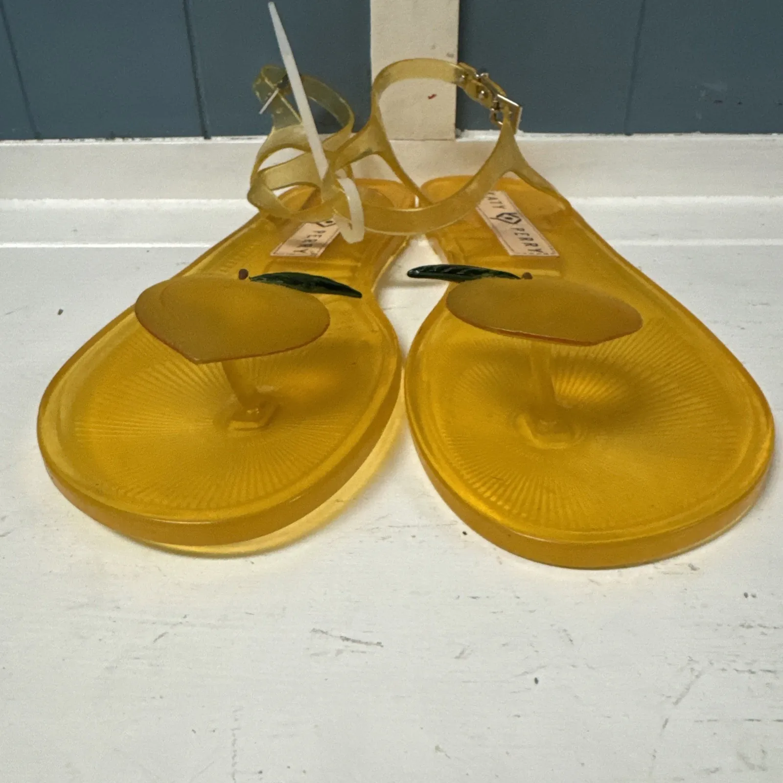 Katy Perry The Geli Sandal Flats PEACH Orange/Yellow Size 9 Jelly Thong Shoes Yellow - Image 5