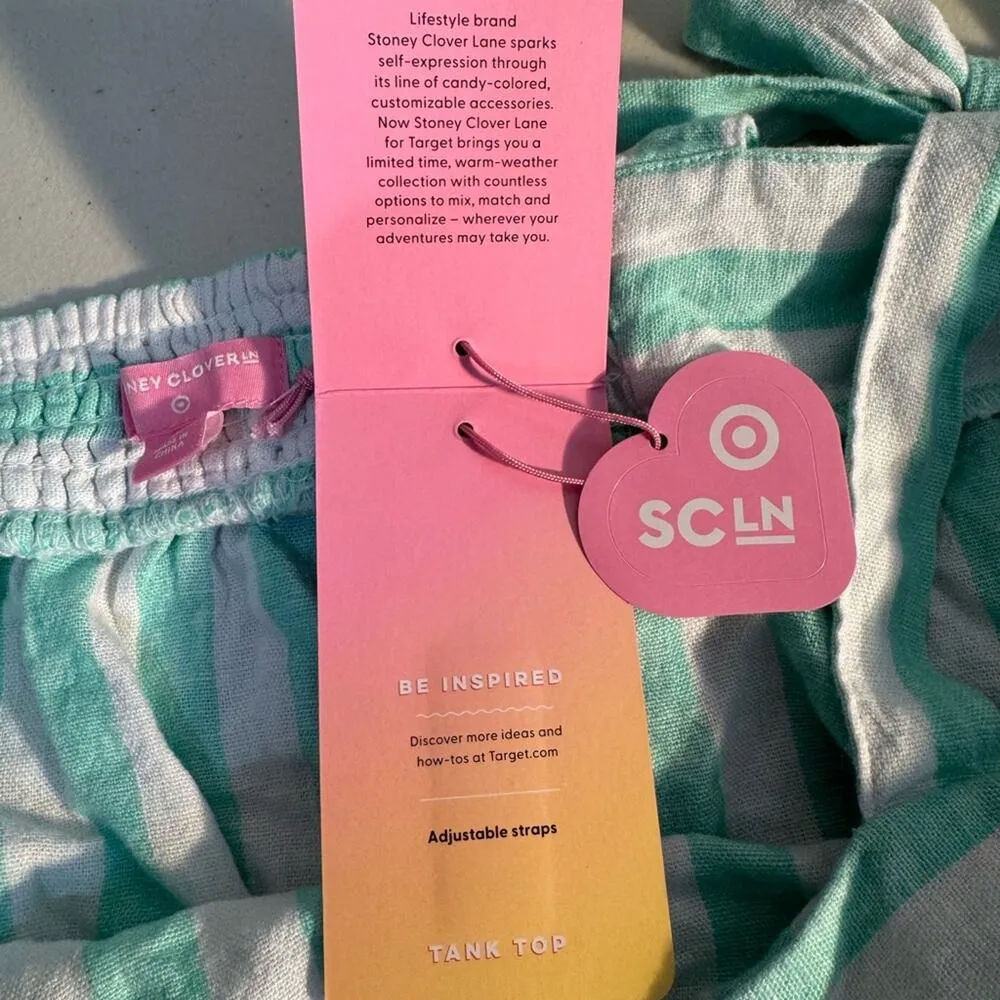 Stoney Clover Lane x Target Linen Blend Tie Tank Top Shorts Set Size Medium NWT - Image 4