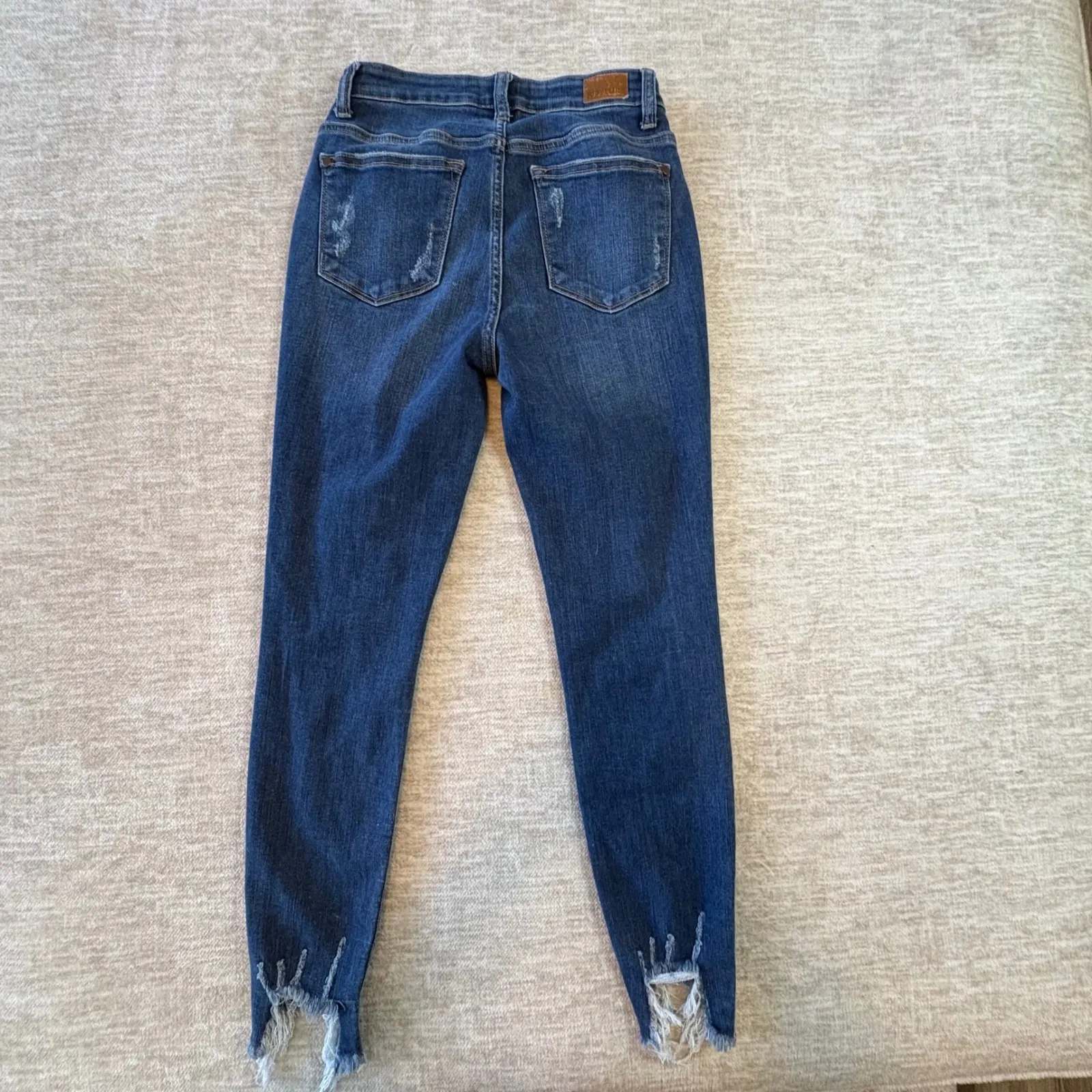 Judy Blue‎ Jeans Distressed Frayed Hem Skinny Dark Wash Denim Size 3/26 - Image 3