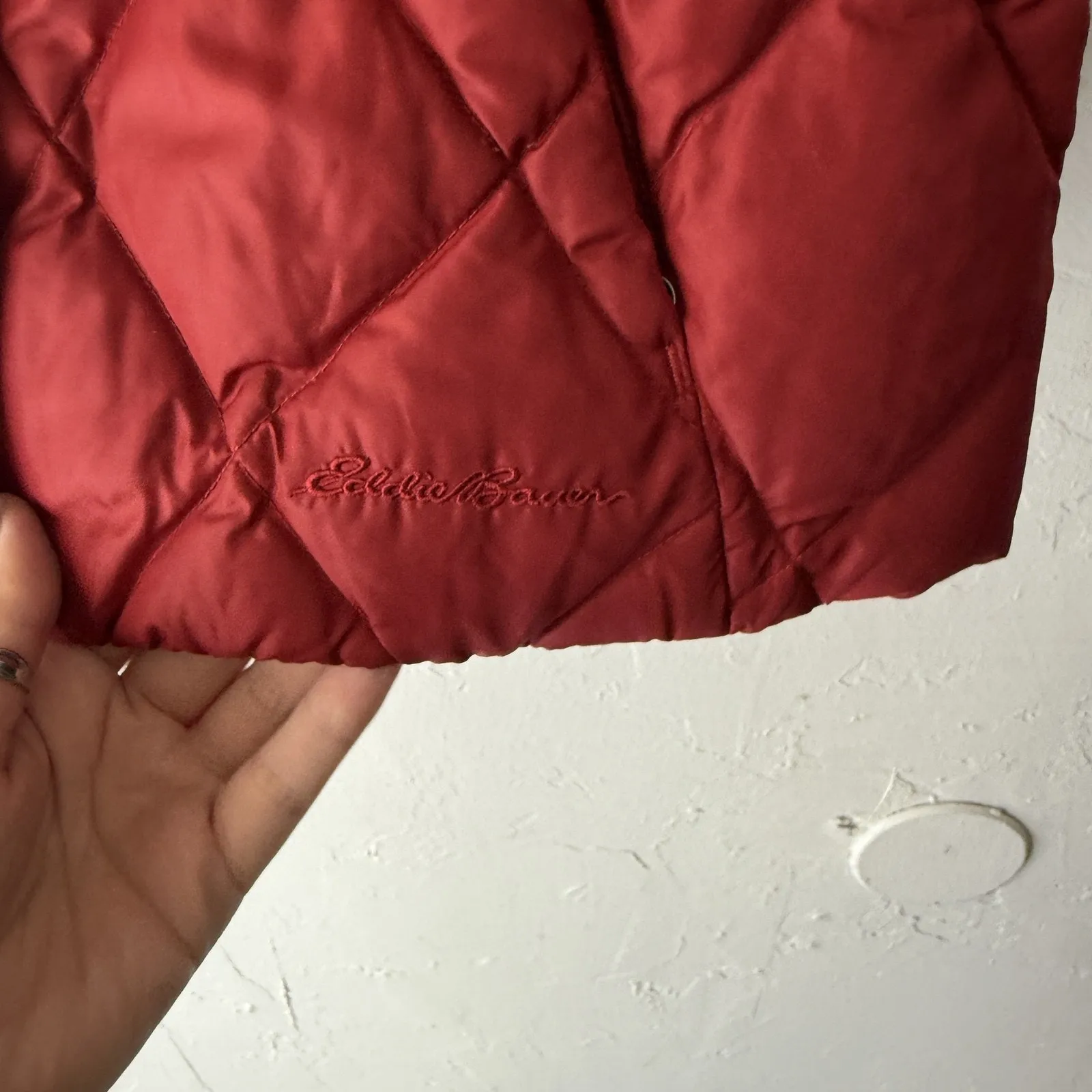 Eddie Bauer Vest Womens XS Red Goose Down Quilted Puffer Insulated‎ Outdoors - Image 5