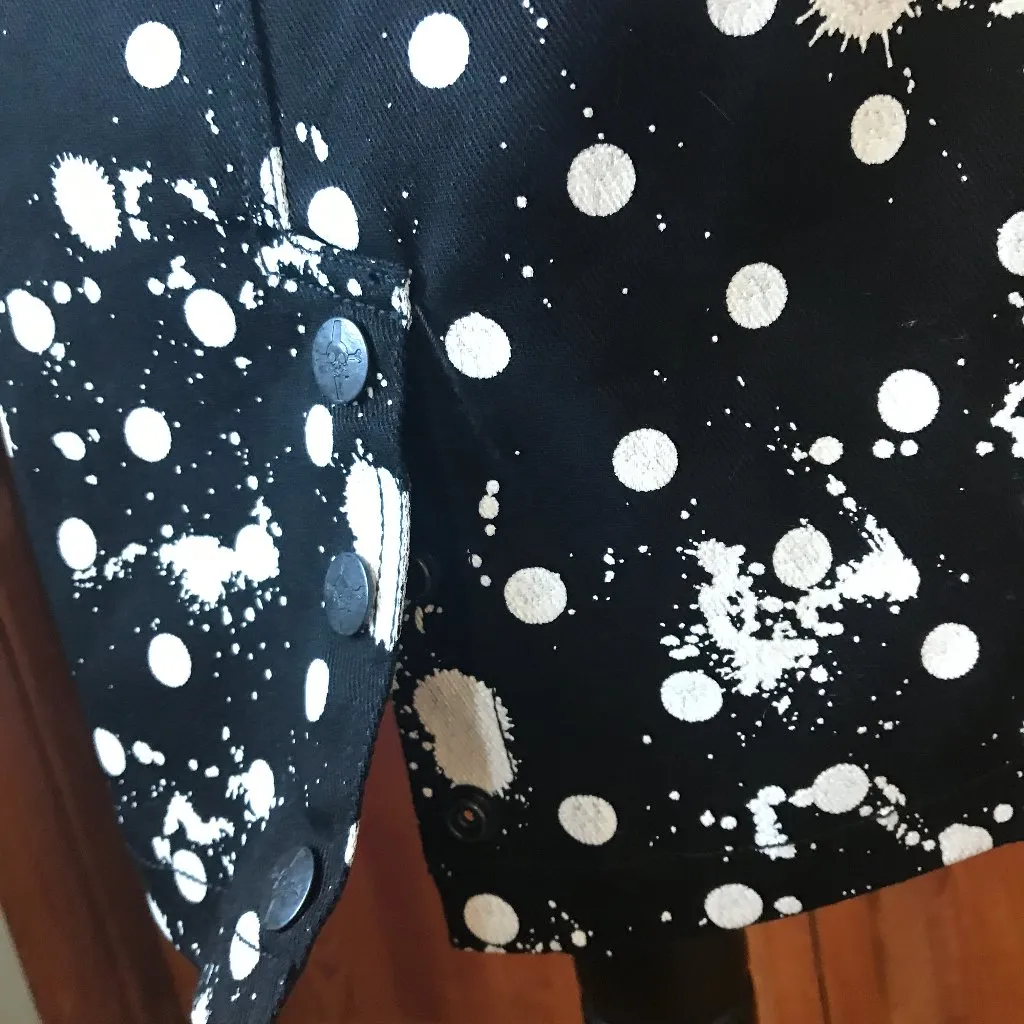 Vintage Lip Service Polka Splatz Punk Goth Pencil Knee Length Skirt XS - Image 8