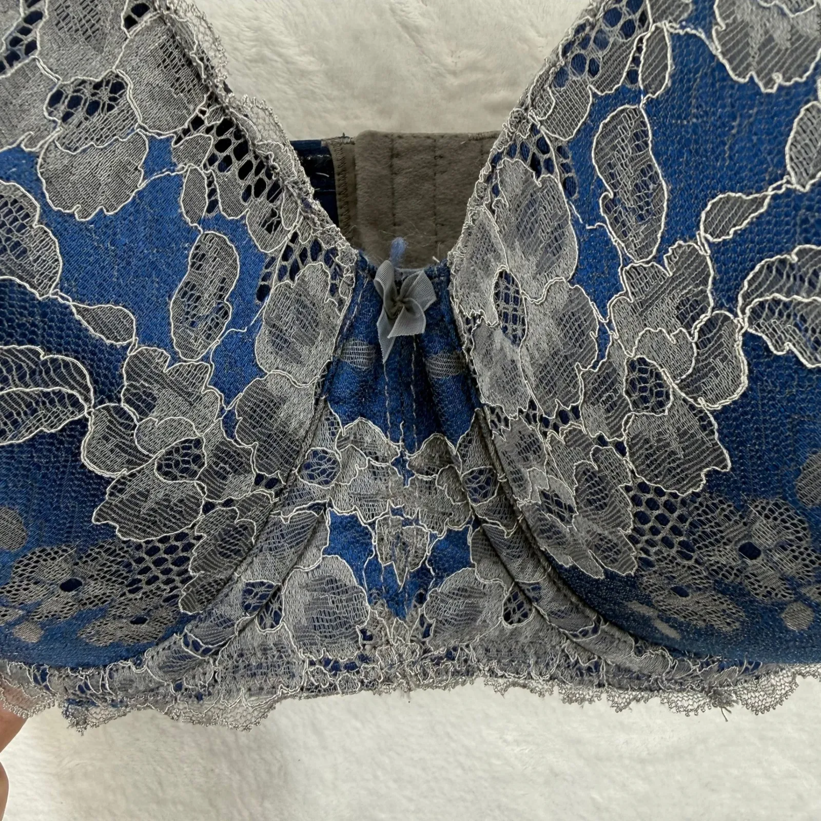 Torrid Curvy 42DD Blue Gray Lace Push Up Strapless Bra - Image 2