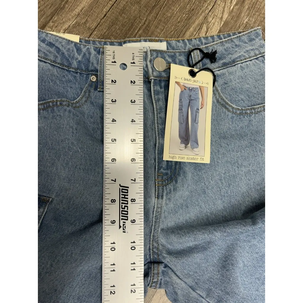 Ban jara High Rise Skater Wide-Leg Cargo Jeans 5/26 Boho Hippie Y2K Grunge Punk - Image 7