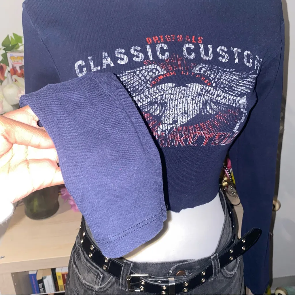 Forever 21 2000s vintage skater girl motorcycle long sleeve turtle neck crop top - Image 4