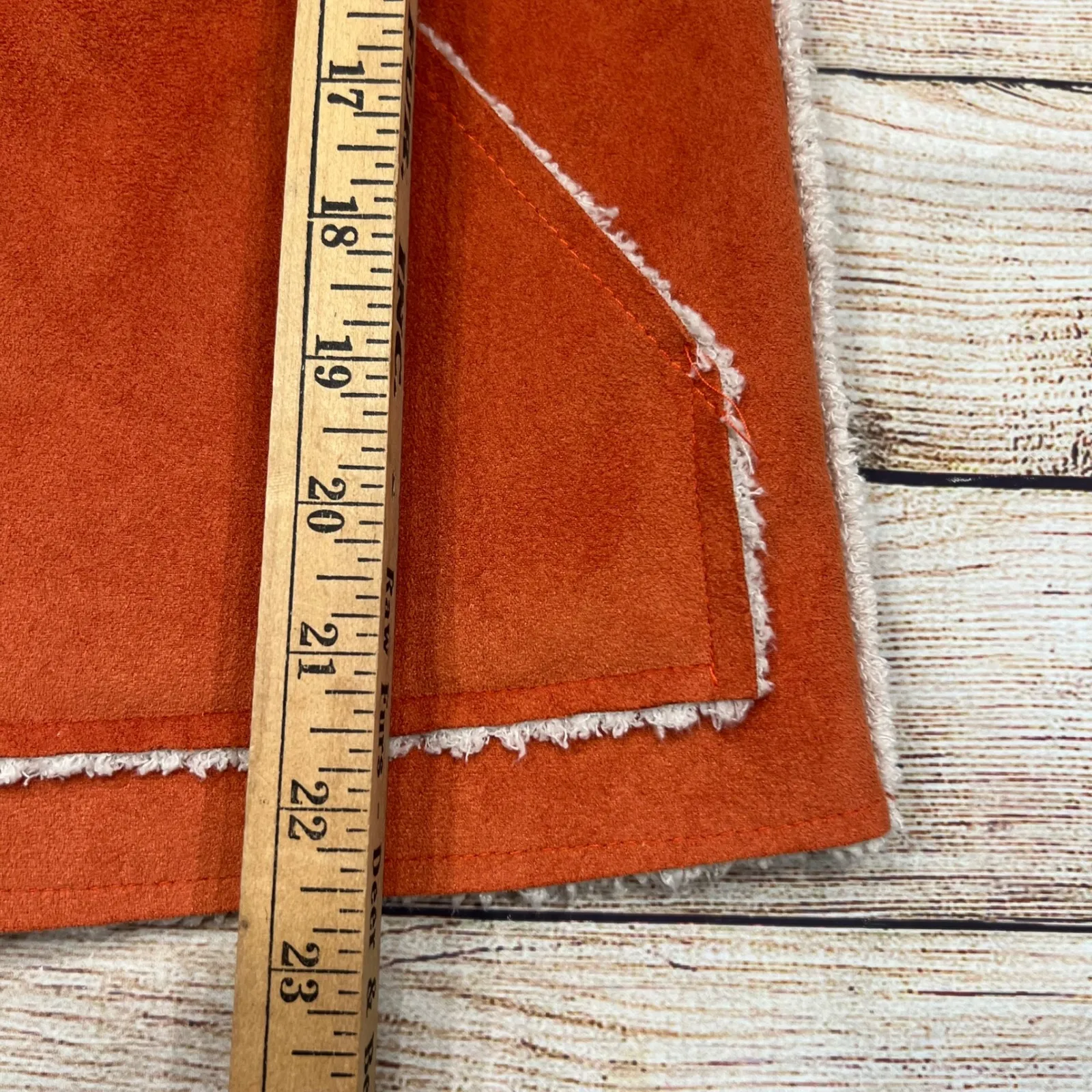 True Grit Faux Suede Sherpa Lined Hooded Bomber Jacket Orange Size L - Image 6