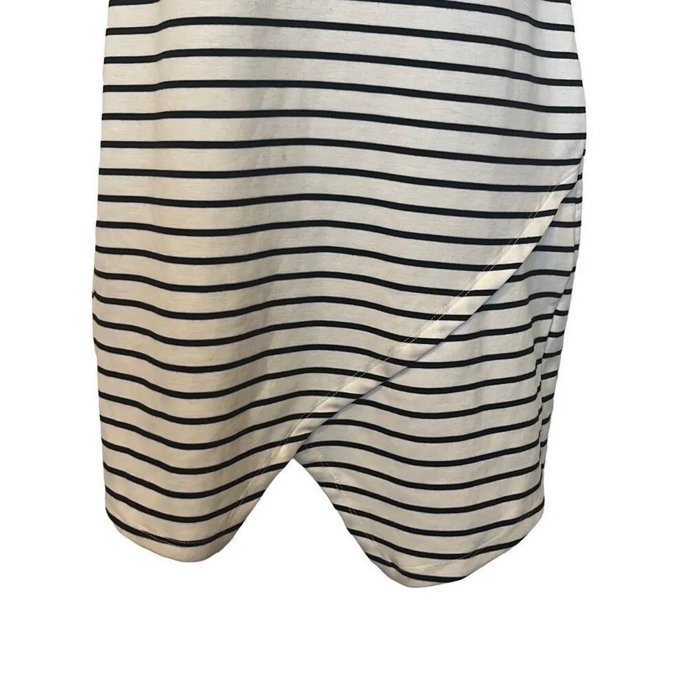Iris XL Black White Stripe Bodycon Asymmetric Sleeveless Dress Preppy Coastal - Image 5