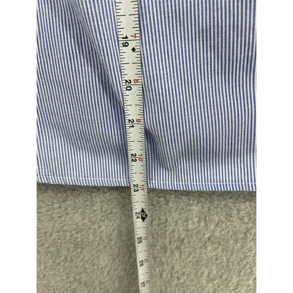 Zara Women's Blouse Sleeveless Crochet Neck Size XS Blue Striped High Neck - Image 7