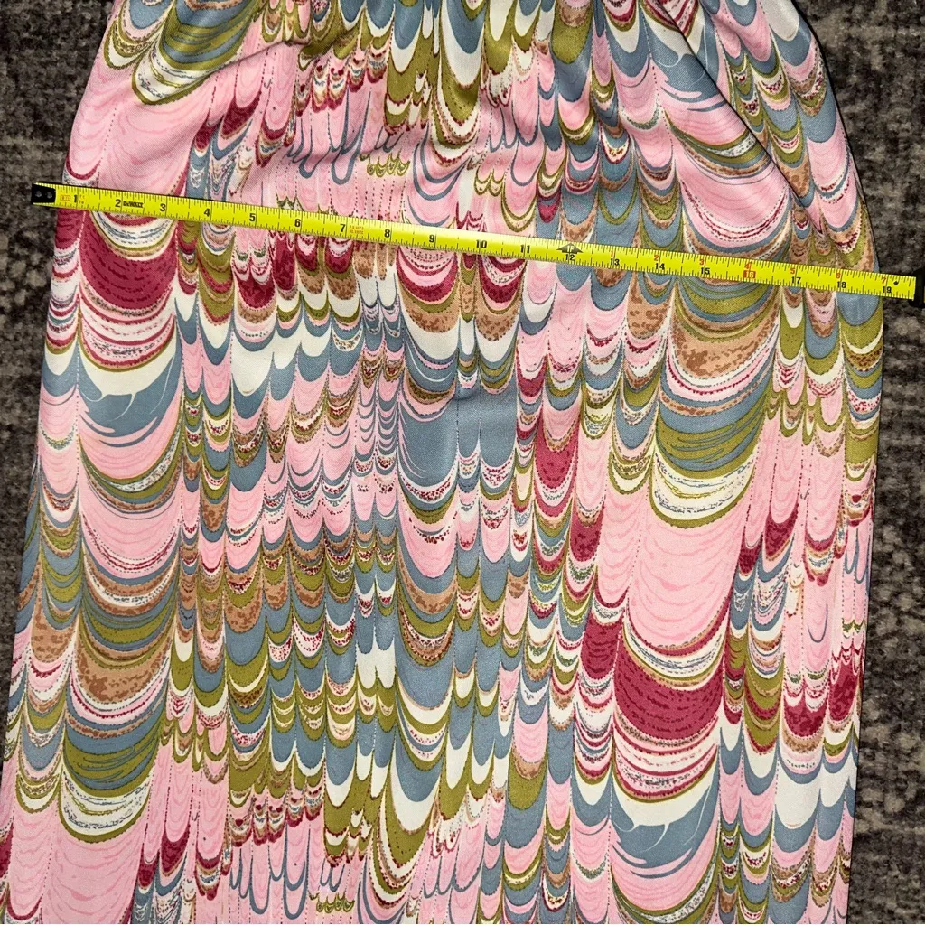 Leslie Fay Vintage 60’s 70’s Womens 4 6 Psychedelic Marbled Pink Blue Maxi Dress - Image 9