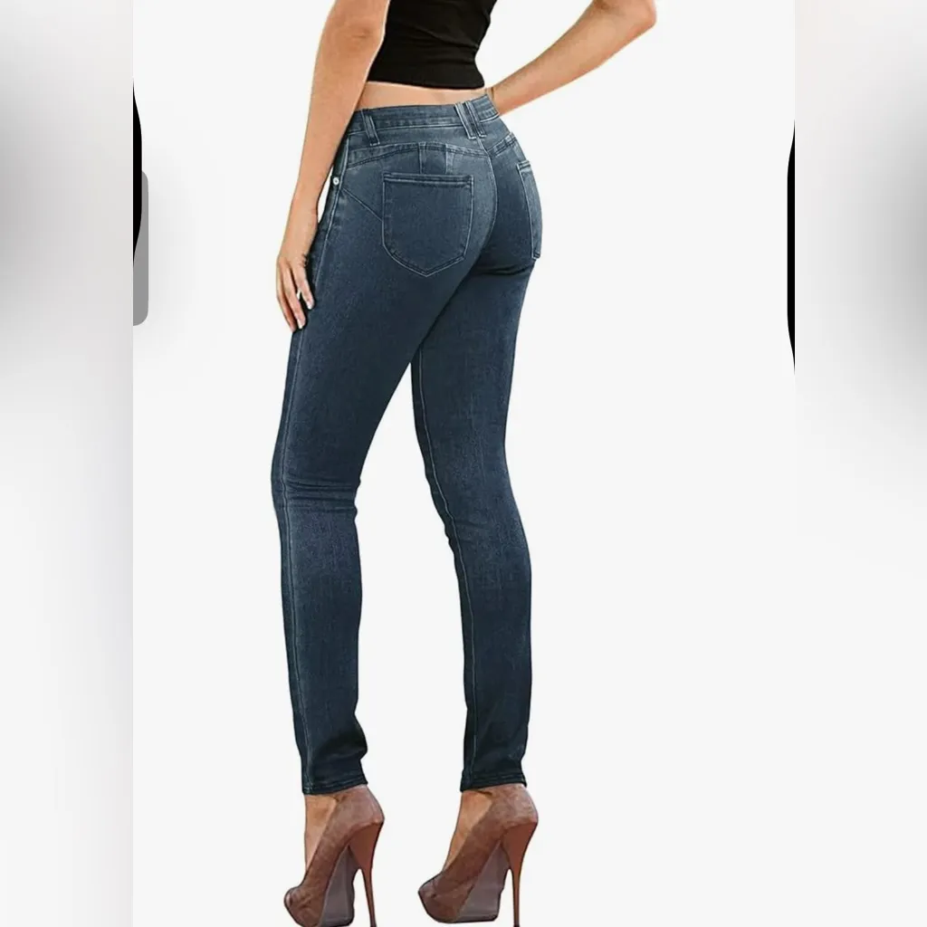 Hybrid & Company Women's Comfy Stretch Ripped Skinny Jeans Blue Size undefined - Image 2