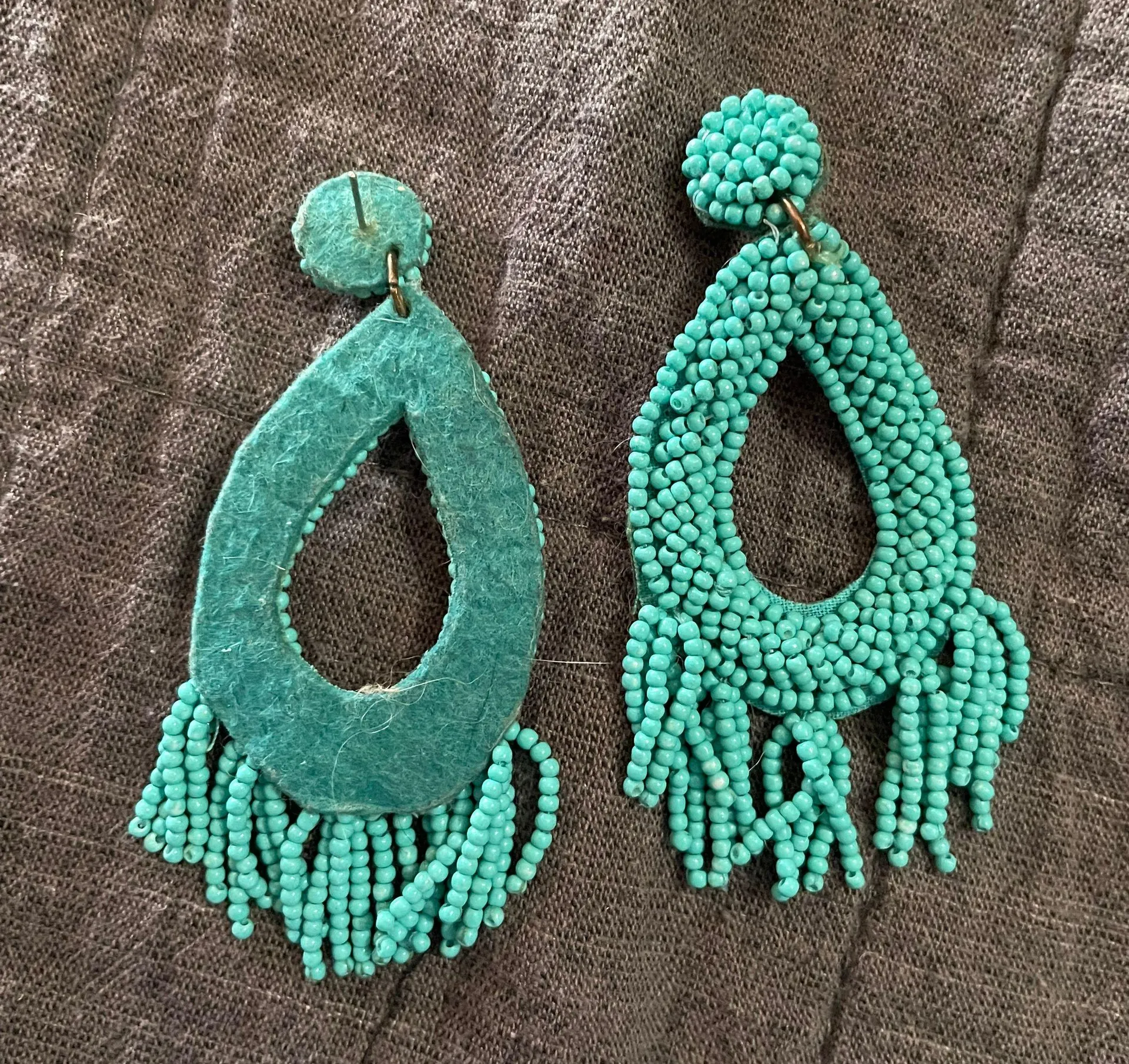 Turquoise Beaded Earrings Blue - Image 2