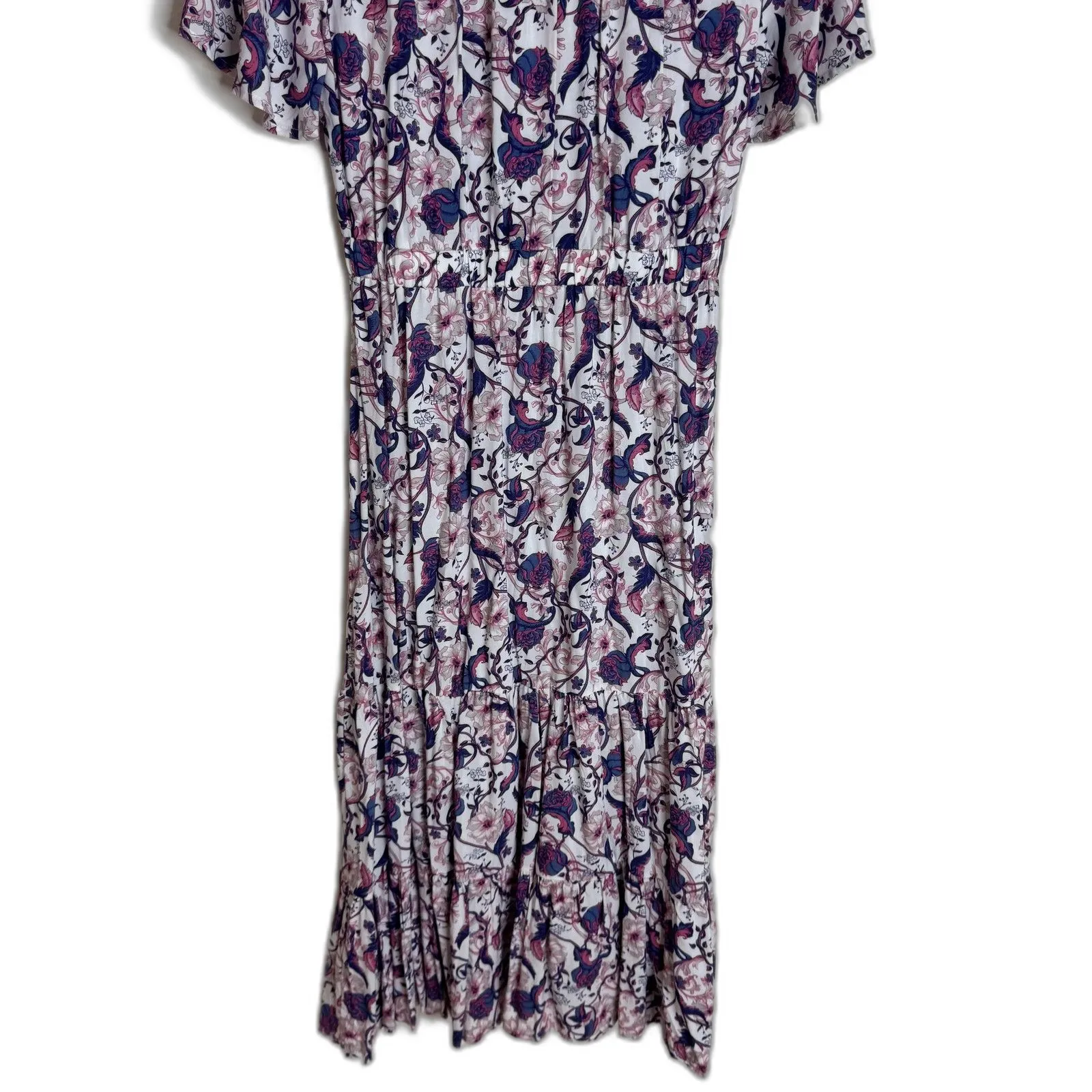 anthropologie sunday Mi Amor Dress Womens M Floral Crochet Lace Midi Tie Waist - Image 10