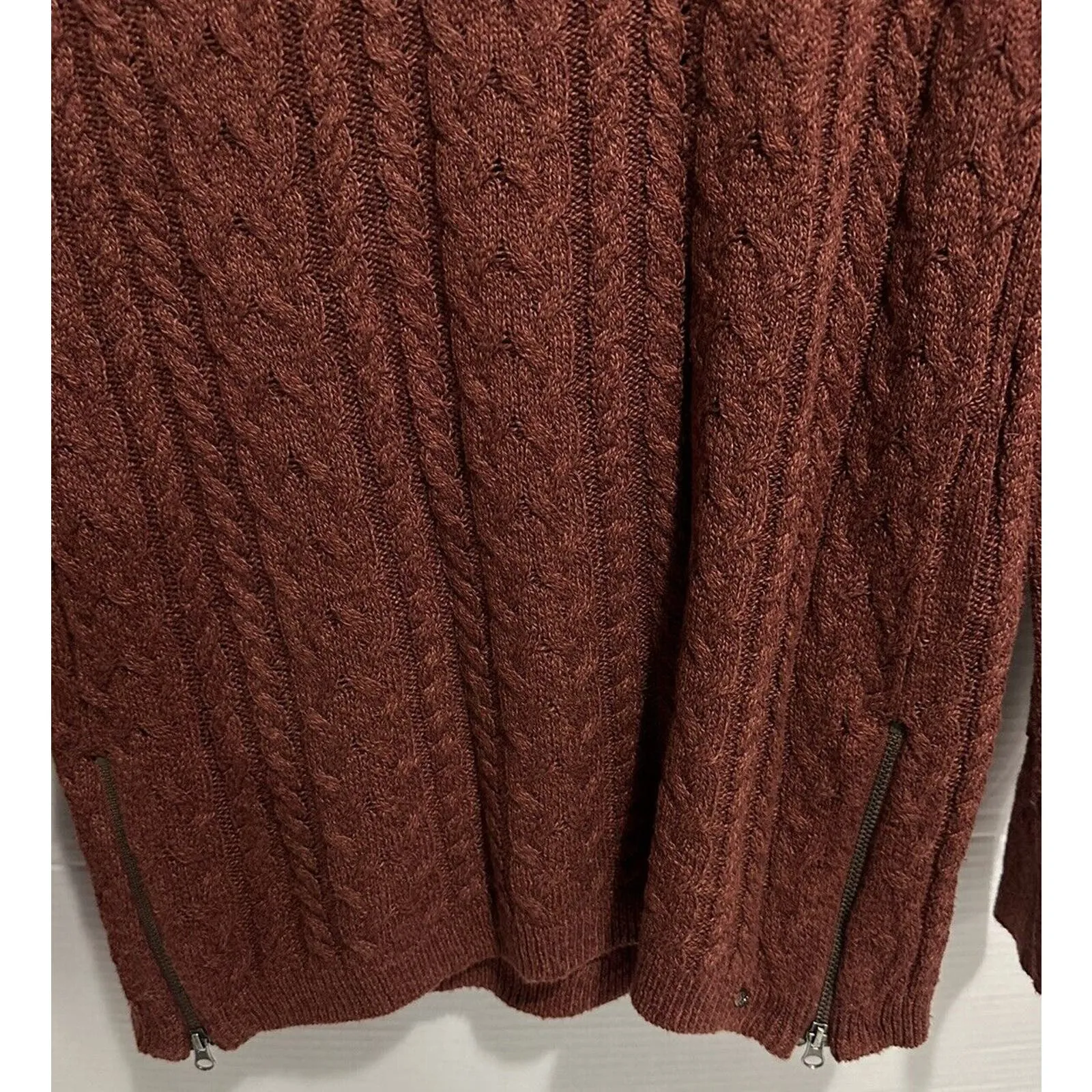American Eagle Cable Knit Sweater Side Zipper‎ Size S Rust Color - Image 5