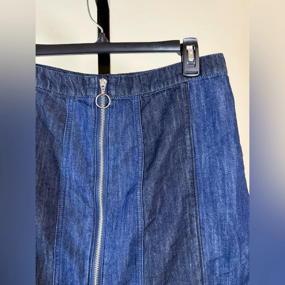 H&M Size 14 Blue Denim Mini Skirt Zip Front Y2K Indie Jean Skirt Americana - Image 2