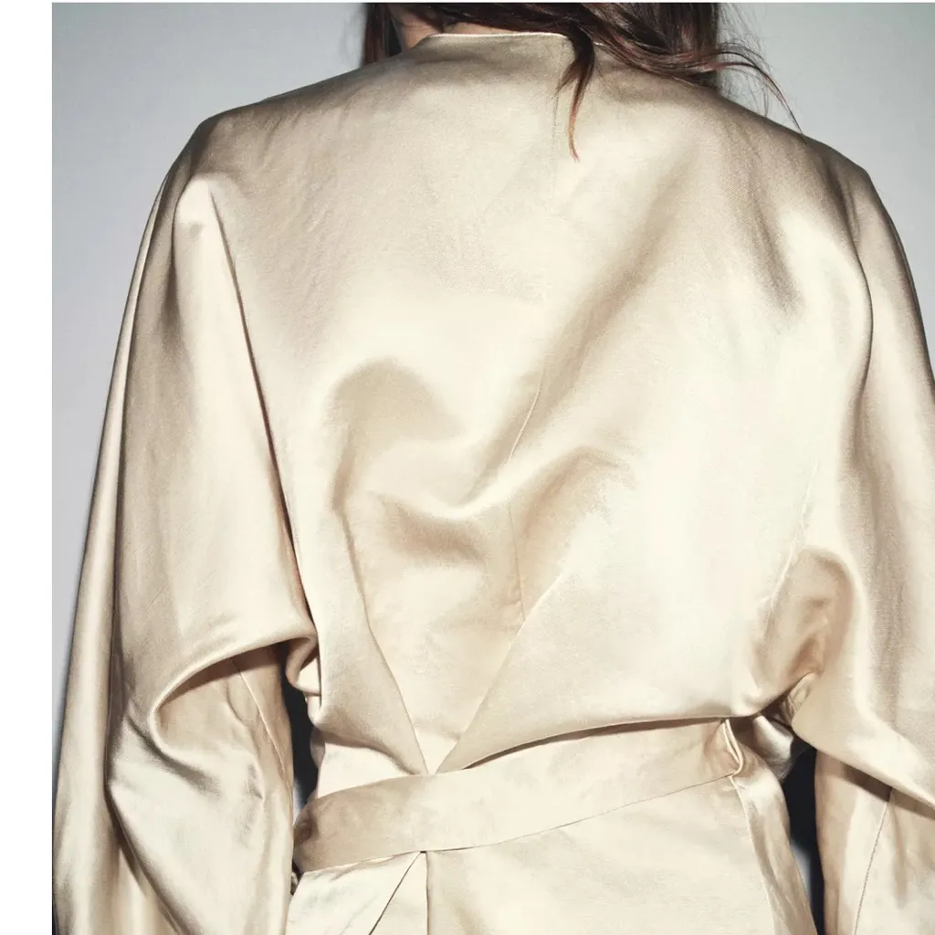 Zara NWT ZW collection light beige wrap tie side blouse - Image 6