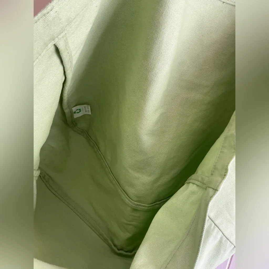 Laduree Green Gusseted Tote Bag Made In France Shopping Bag Canvas Cotton Paris - Image 6