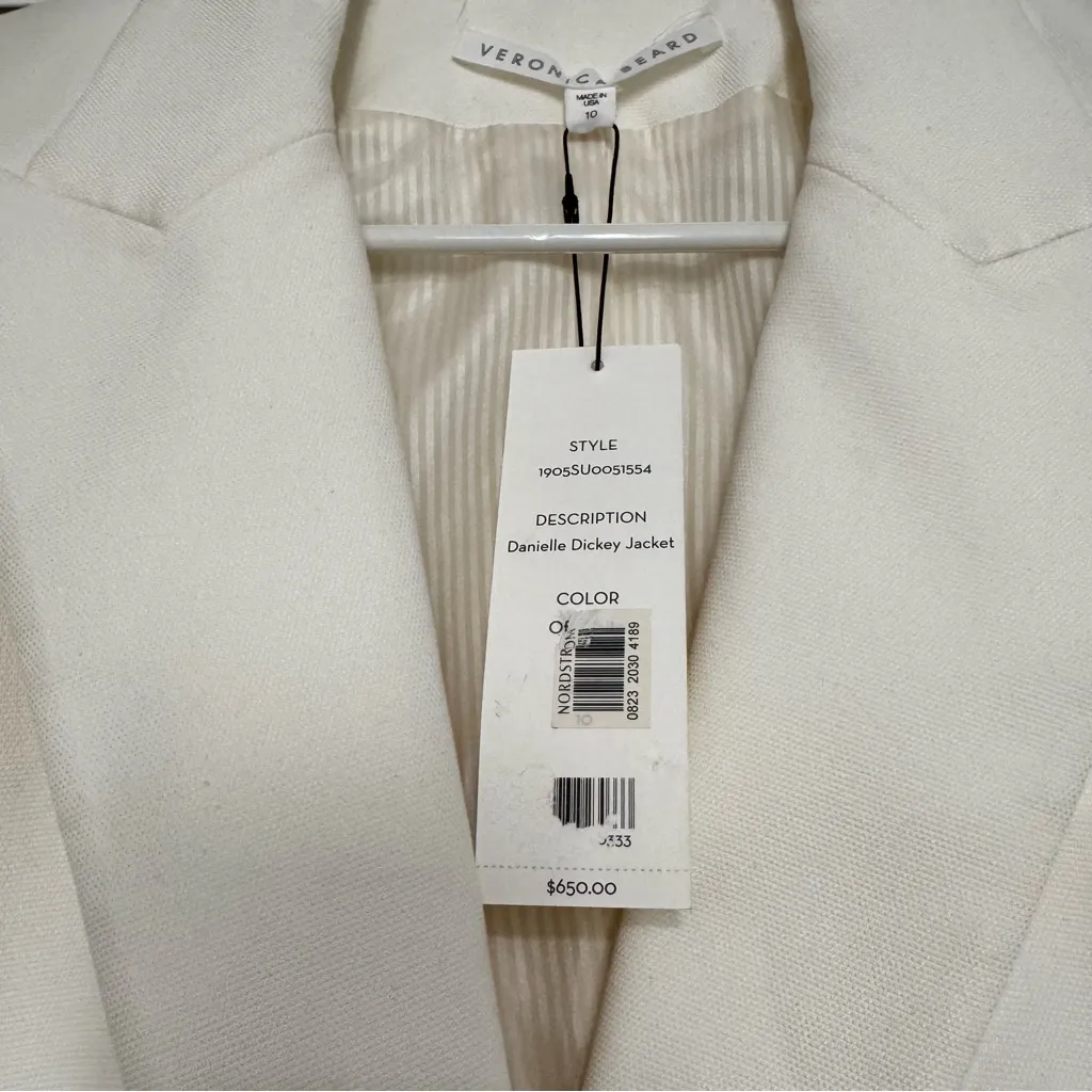 Veronica Beard NEW Danielle Dickey Stretch Blazer Jacket Off-White Schoolboy - Image 6