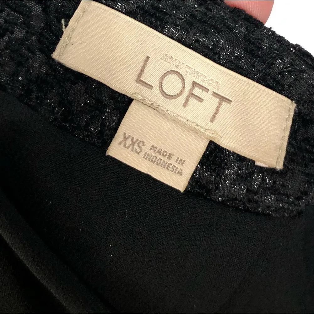 Ann Taylor Loft Black Jacquard Shimmer A-Line Skirt XXS - Image 3