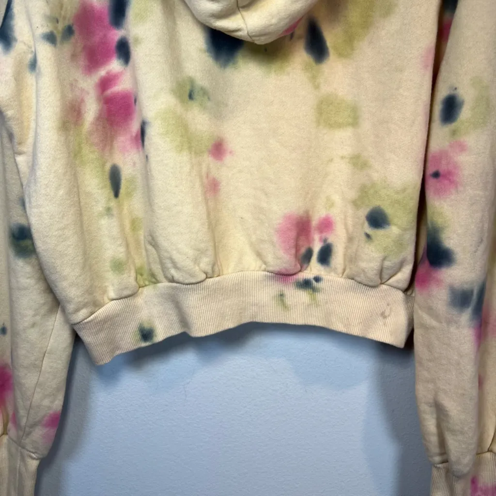 AFRM Women's Fink Cropped Tie Dye Hoodie Sweatshirt Sand Crumble Tan Cozy NEW XS Pink - Image 10