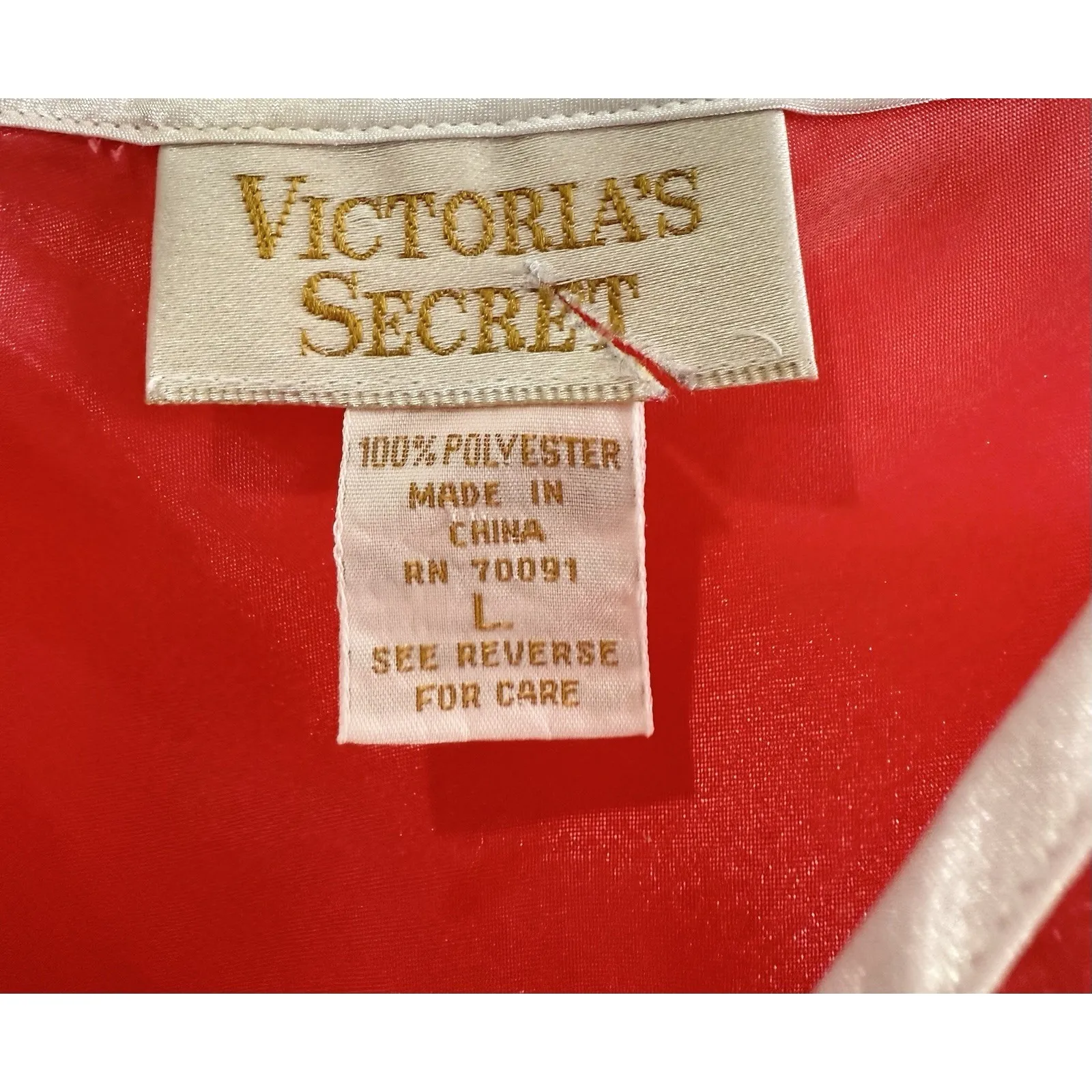 Victoria's Secret Camisole Red Silky‎ Tank Gold Label Lingerie Y2K 90s L Vintage - Image 3