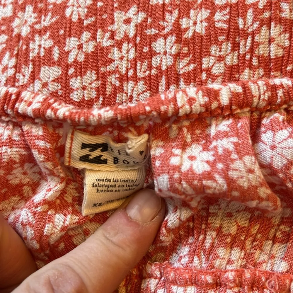 coral pink white floral midi v neck strap dress | XS - Image 5