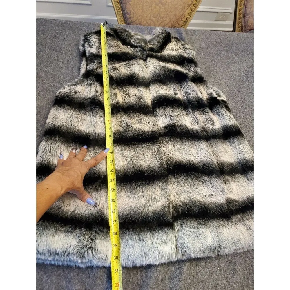 Rachel Zoe Women's Black & White Modacrylic Long Sleeve Casual Fur Jacket 1X - Image 12