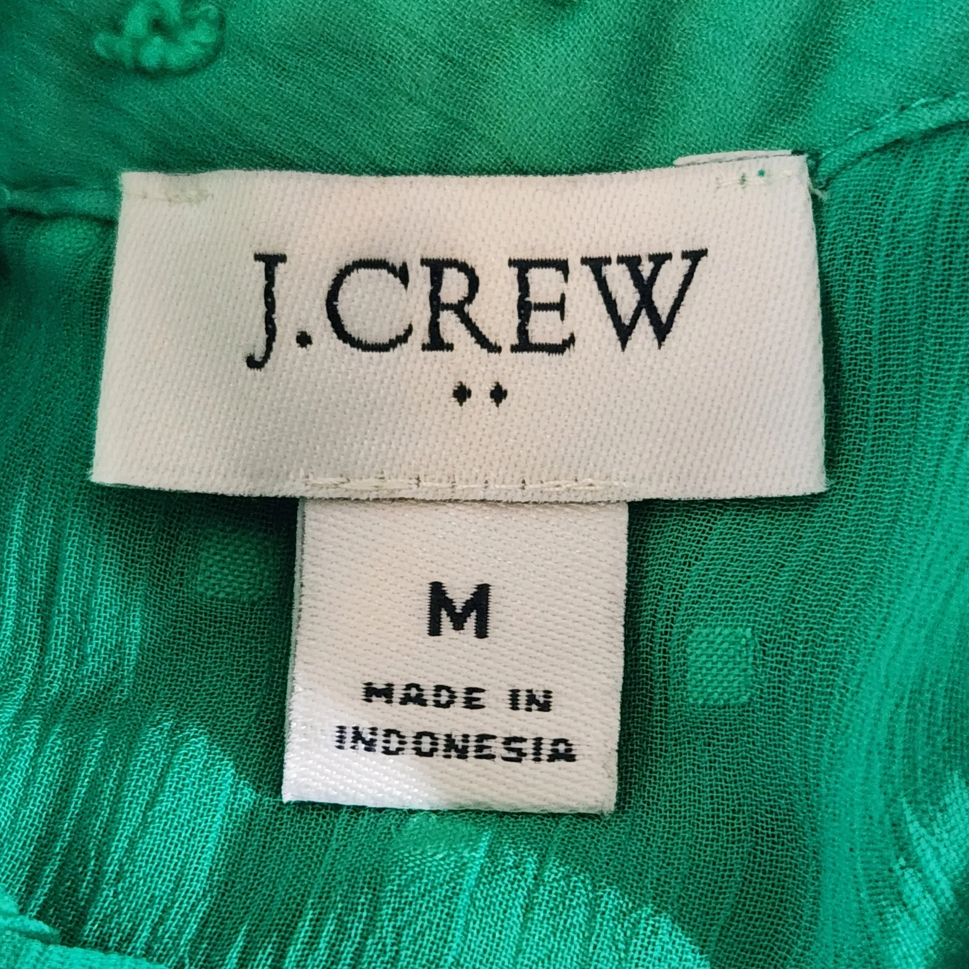 J. Crew Long Sleeve Green Swiss Dot Blouse Size Medium Preppy Green Women's Top - Image 6