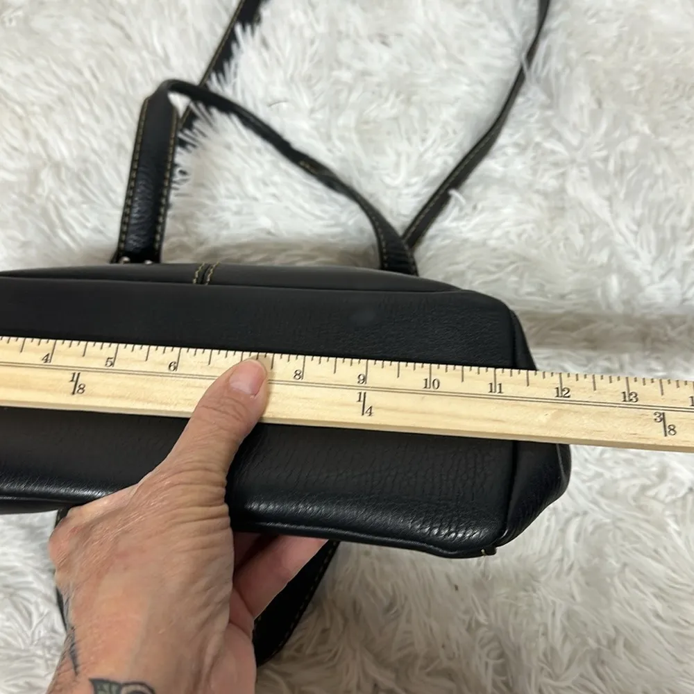 Fossil  Black Pebble Leather Stitches Medium Shoulder Satchel HandBag Purse EUC. - Image 10