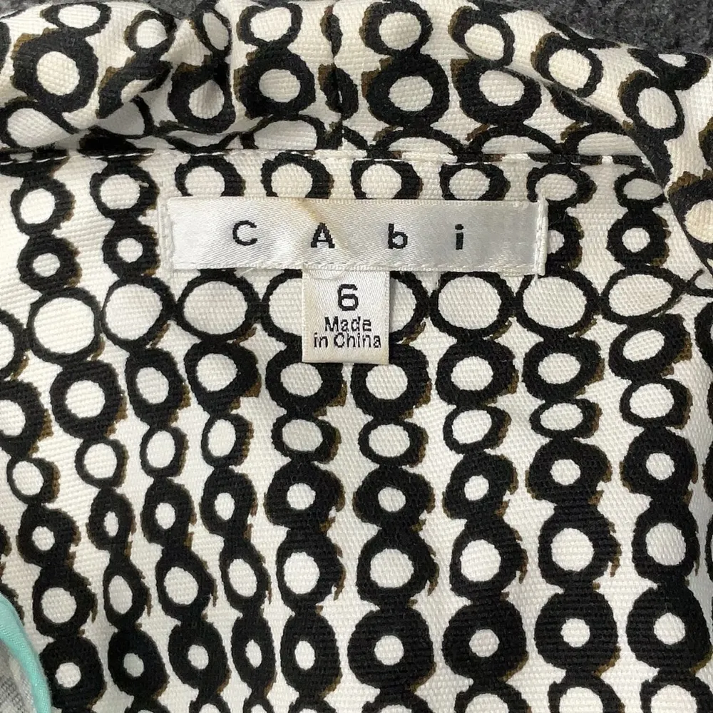 CAbi White Black Circles Blazer Jacket Du Jour Stretch #298 size 6 - Image 4