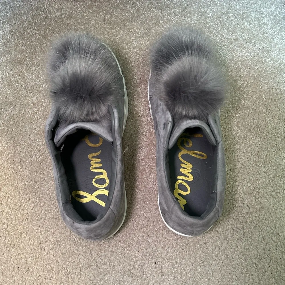 Sam Edelman Women's Leya Fashion Pom Pom Sneaker Gray Suede Size 10 - Image 6