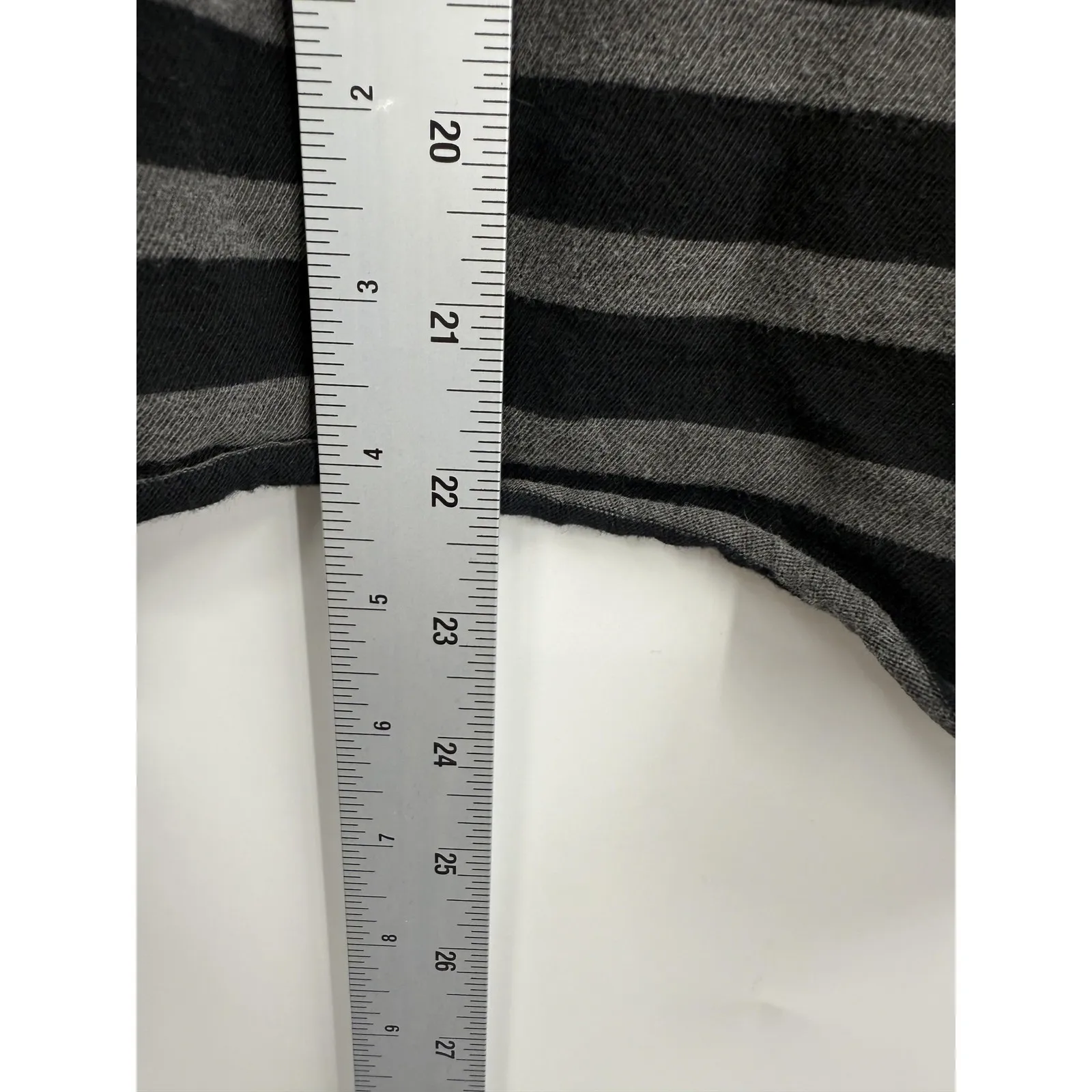 The Great Shirt Womens Small Black Gray Striped Long Sleeve Made in USA Raw Hem - Image 7