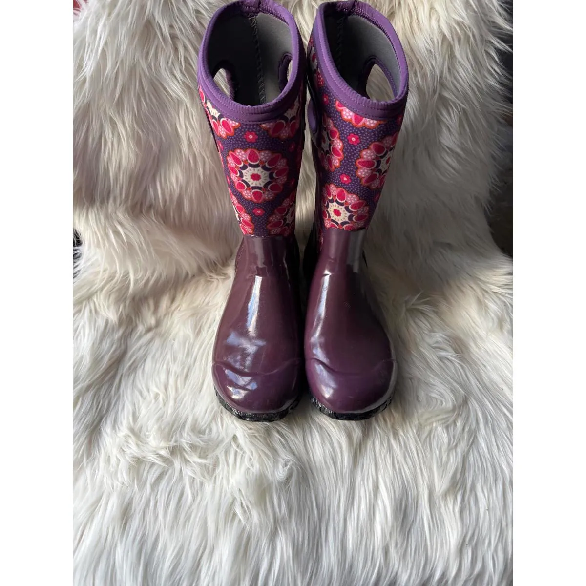 BOGS Purple Floral Patterned Rain Boots for Women Size 6 - Image 2
