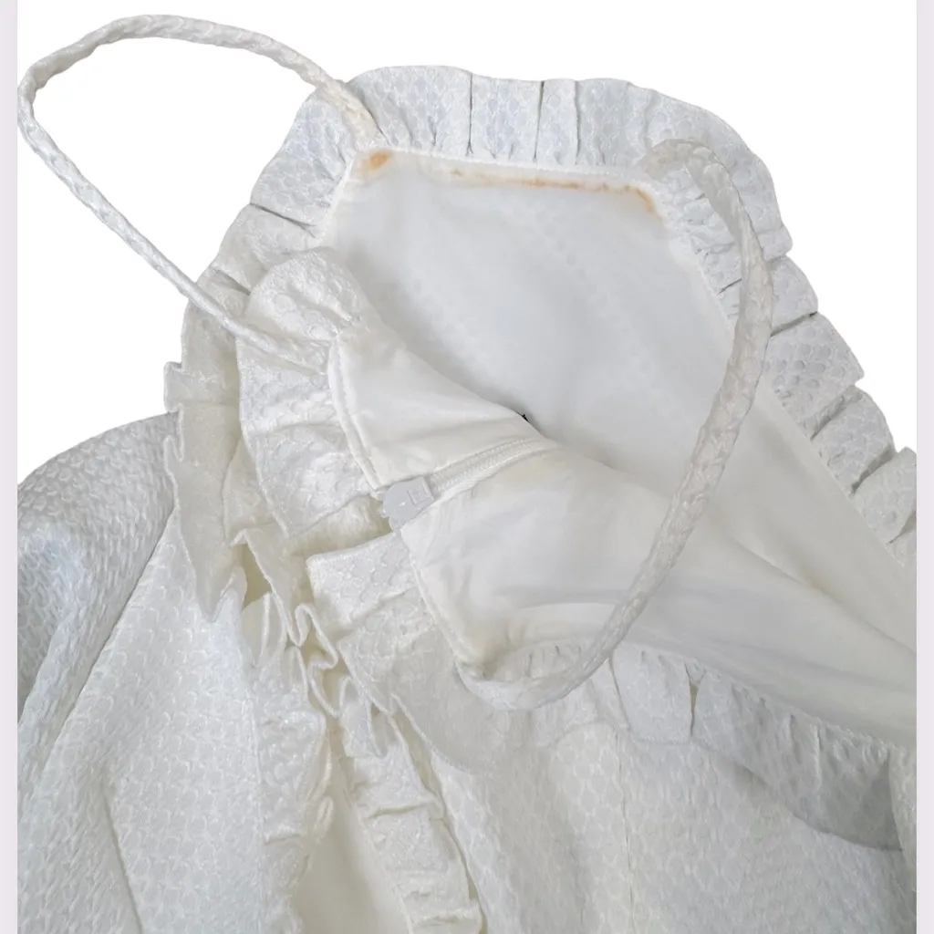 Trina Turk Visitor Ruffle White Sheath Mini Dress Size 2 — Wedding Classy - Image 12