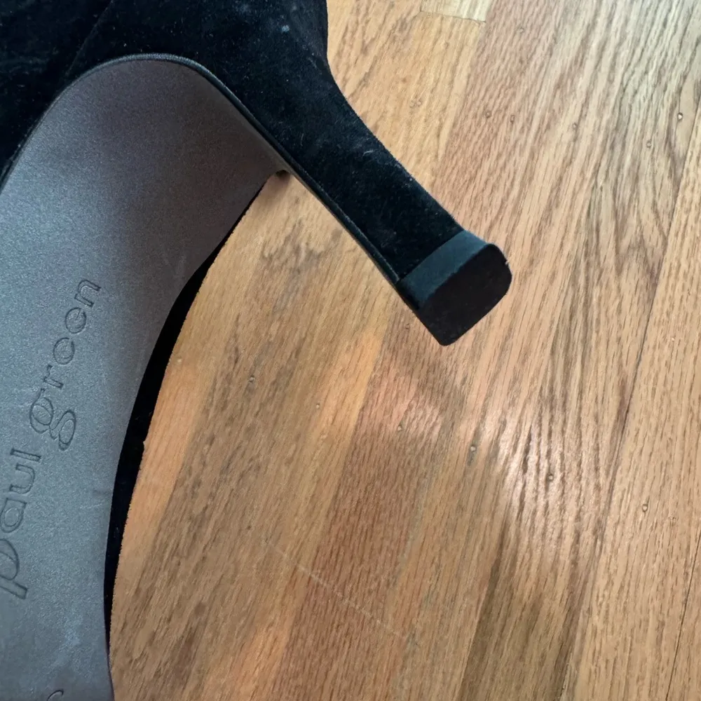 Paul Green Womens Sz 38 Black Velvet Suede 3" Pointed Pumps Removable Accent Bow - Image 7